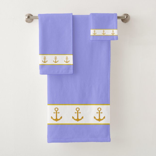 Elegant, Golden Anchors on White & Light Blue (In situ)