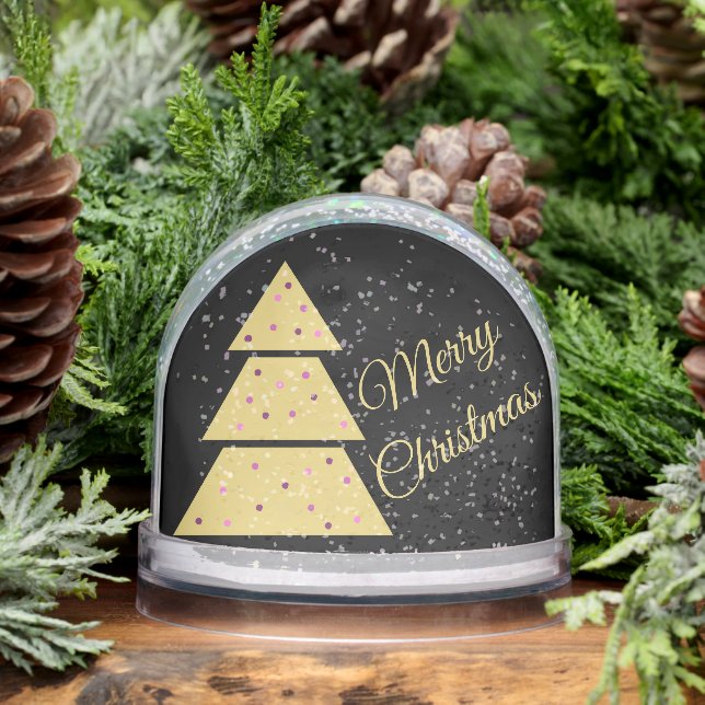Elegant Golden Christmas Tree Snow Globe (Invierno)