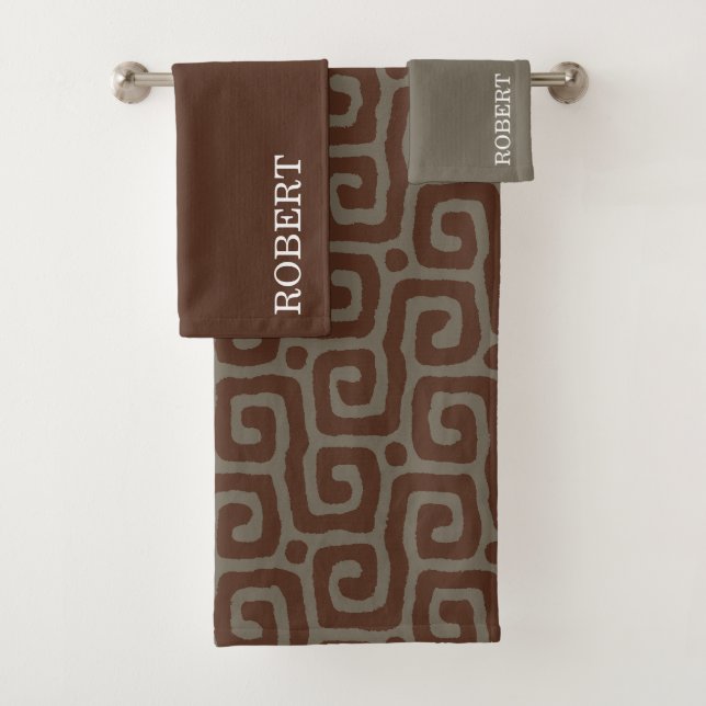 Elegant Gray &Brown Abstract Pattern Custom Name (In situ)