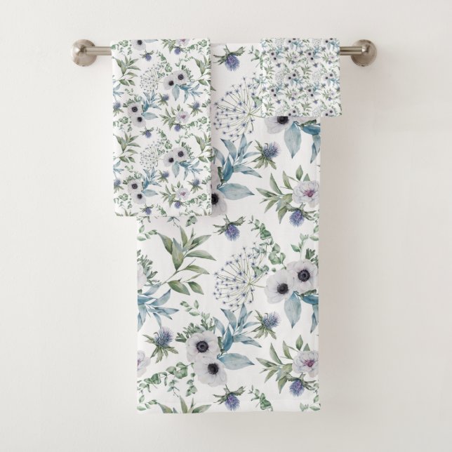 Elegant Green Blue Botanical Watercolor  (In situ)