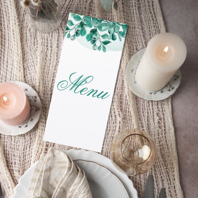 Elegant Greenery Wedding Menu Card (Subido por el creador)