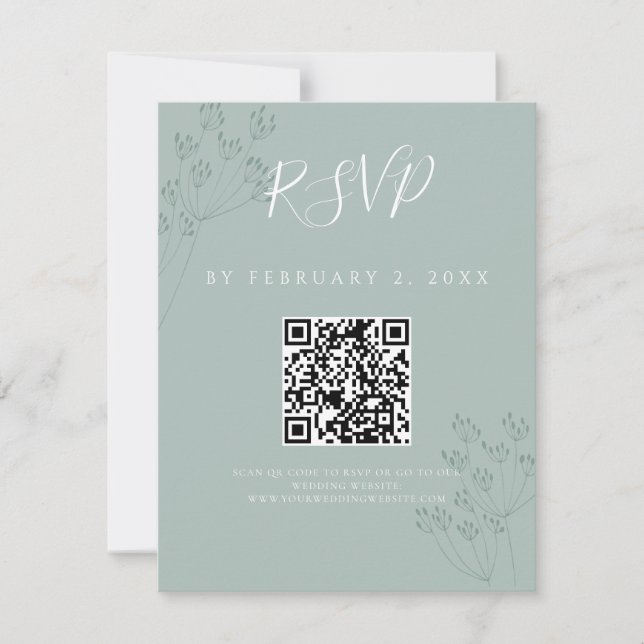 Elegant Greenery Wedding Scan Code RSVP (Anverso)