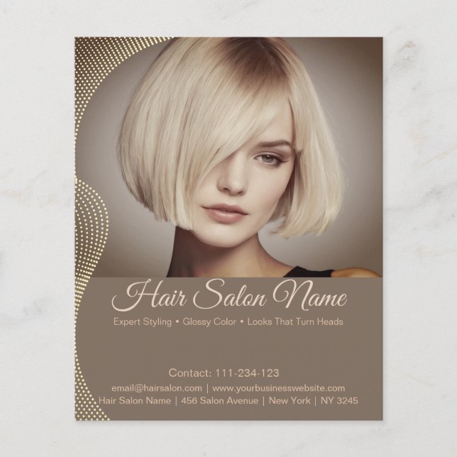 Elegant Hair Salon Flyer – Customizable Services (Frente)