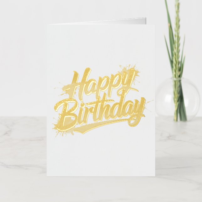 Elegant Happy Birthday Folded Foil Greeting Card  (Anverso)