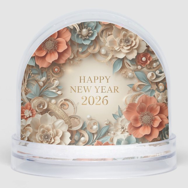 elegant happy new year 2026 snow globe (Anverso)