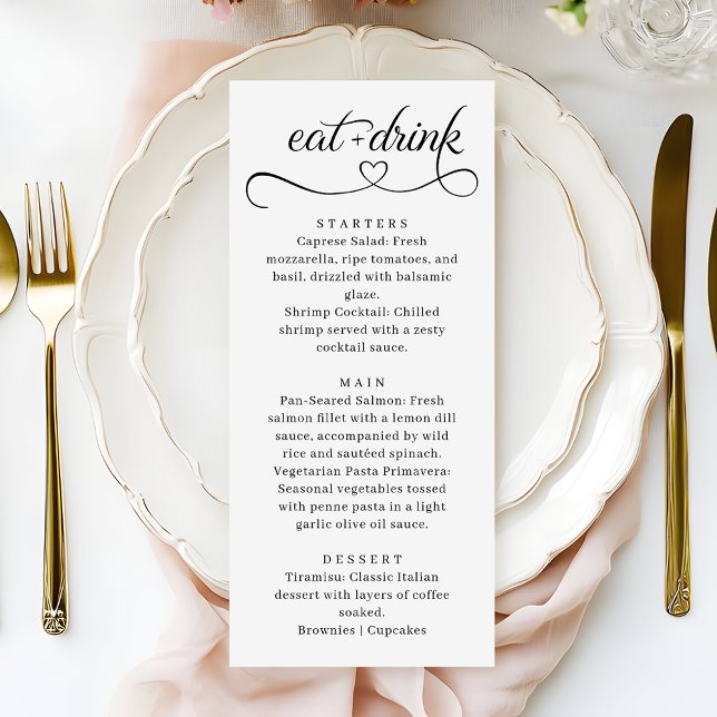 Elegant Heart Typography Modern Wedding Menu (Subido por el creador)