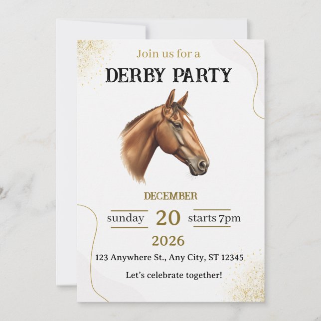 Elegant Horse Derby Party Invitation (Anverso)