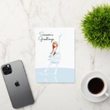 Elegant Ice skater Folded Foil Greeting Card