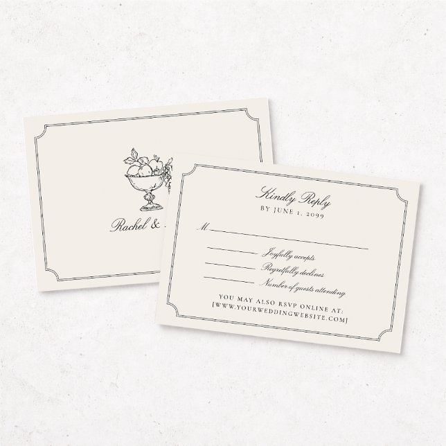 Elegant Ivory Double Frame Wedding RSVP Card (Subido por el creador)