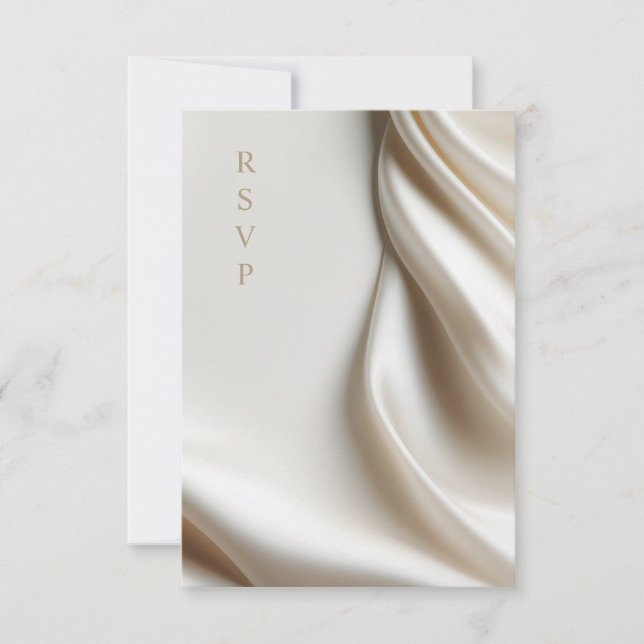 elegant ivory satin wedding meal choices RSVP (Anverso)