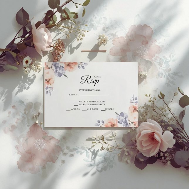 Elegant Lavender Watercolor Wedding RSVP Cards (Subido por el creador)