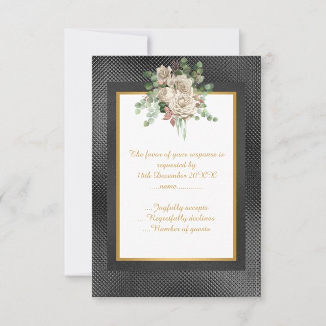 ELEGANT LAYER FLORAL CON RSVP REPUJADO EN NEGRO PE (Anverso)