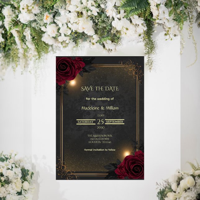 Elegant Luxury Goth Glam Wedding Save The Date (Subido por el creador)