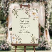 Elegant Magnolia Floral Wedding Welcome Sign