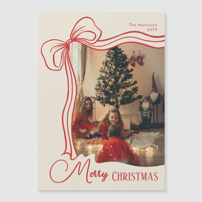 Elegant Merry Christmas Photo Magnetic Card (Anverso)