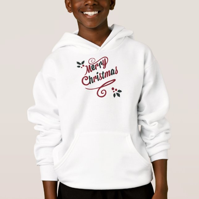Elegant Merry Christmas Script Hoodie (Anverso)