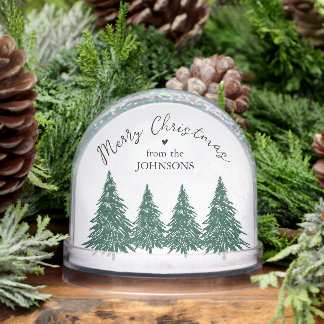 Elegant Merry Christmas Script Pine Trees