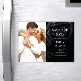 Elegant Midnight Rose Photo Save The Date Magnet