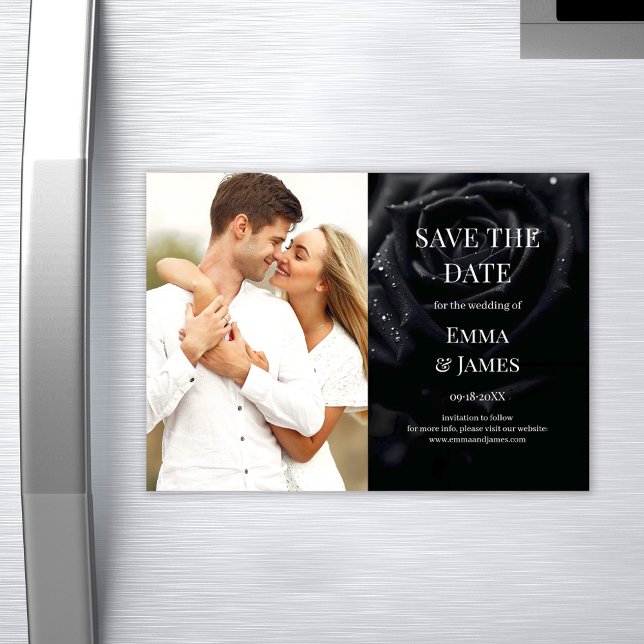 Elegant Midnight Rose Photo Save The Date Magnet (Subido por el creador)