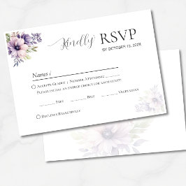 Elegant Minimal Lavender Floral Wedding RSVP 