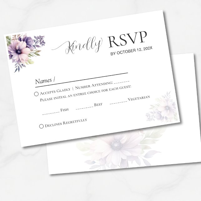 Elegant Minimal Lavender Floral Wedding RSVP  (Subido por el creador)