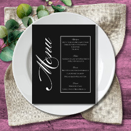 Elegant Minimalist Black & White Wedding Menu