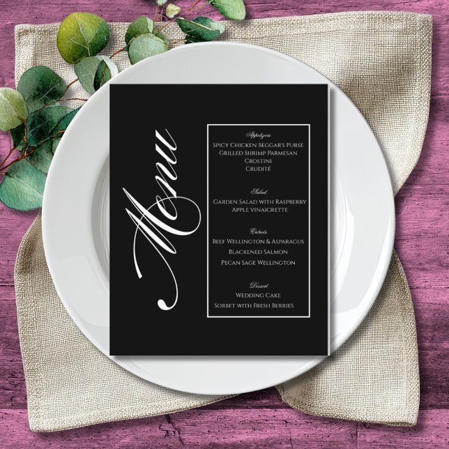 Elegant Minimalist Black & White Wedding Menu (Subido por el creador)