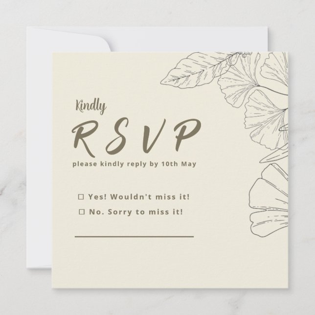 Elegant Minimalist Floral RSVP Card (Anverso)