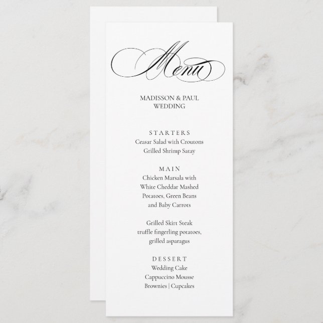 Elegant Minimalist modern Menu  (Anverso / Reverso)