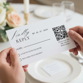 Elegant Minimalist QR Code RSVP Wedding Card