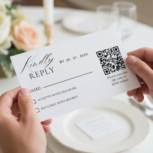 Elegant Minimalist QR Code RSVP Wedding Card (Subido por el creador)