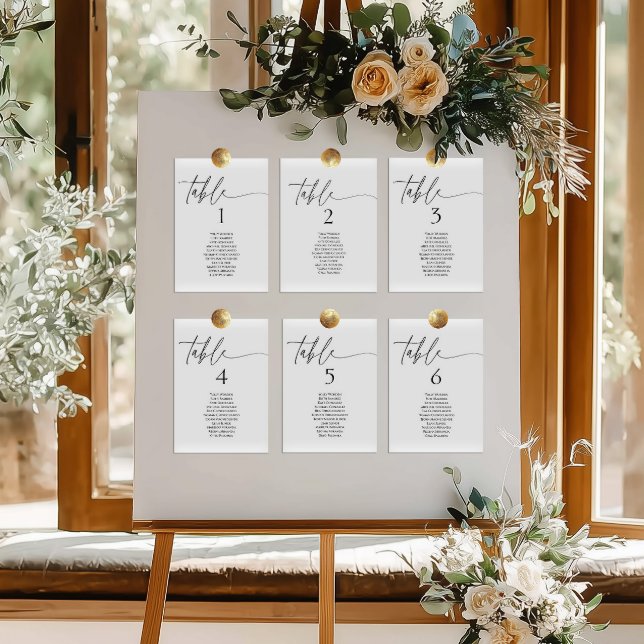 Elegant minimalist table number seating chart card (Subido por el creador)