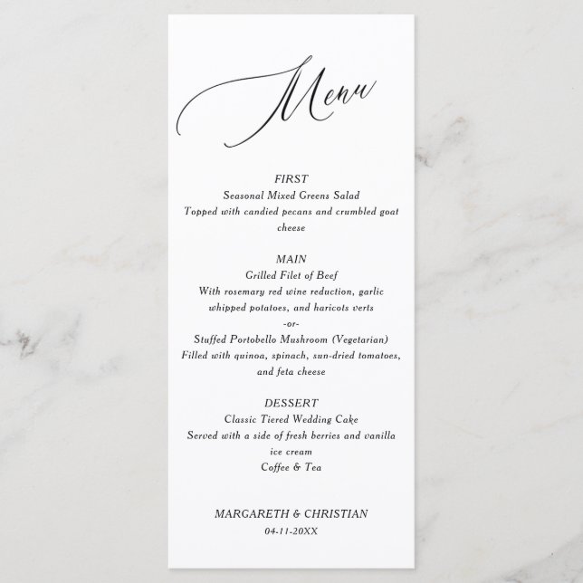 Elegant Minimalist Wedding Menu (Anverso)