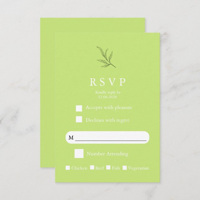 Elegant Minimalist Wedding RSVP Card Modern Simple (Anverso / Reverso)