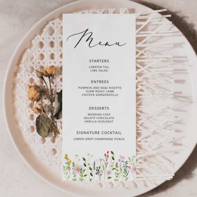 Elegant Minimalist Wildflower Wedding menu (Subido por el creador)
