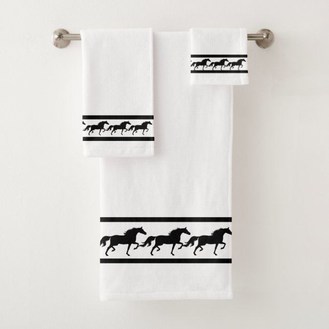 Elegant, Modern and Stylish Black Horses on White (In situ)