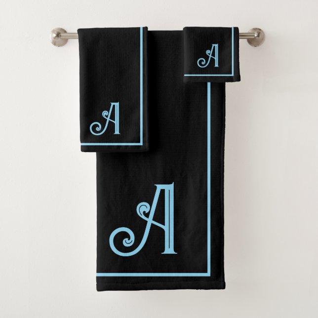 Elegant Modern Black &blue Monogram   (In situ)