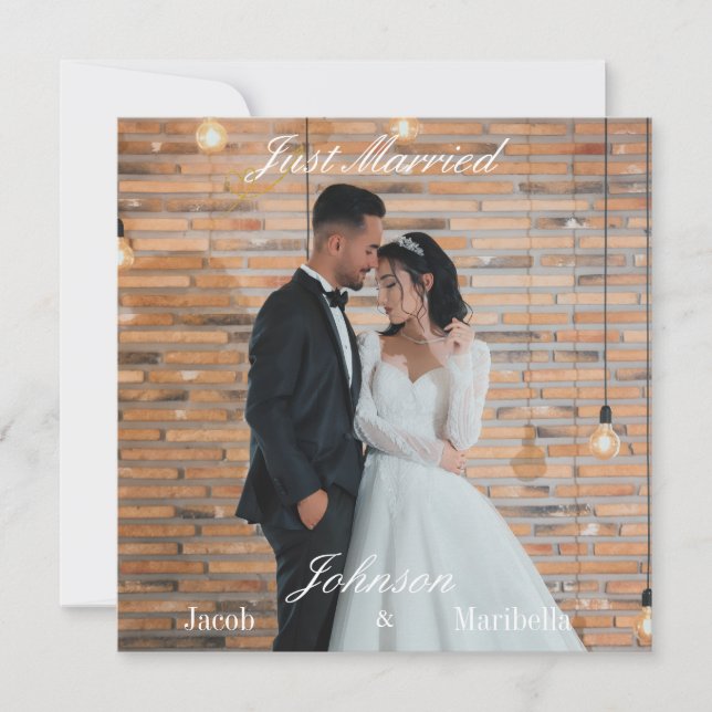 Elegant Modern Custom Wedding Photo Thank You Card (Anverso)