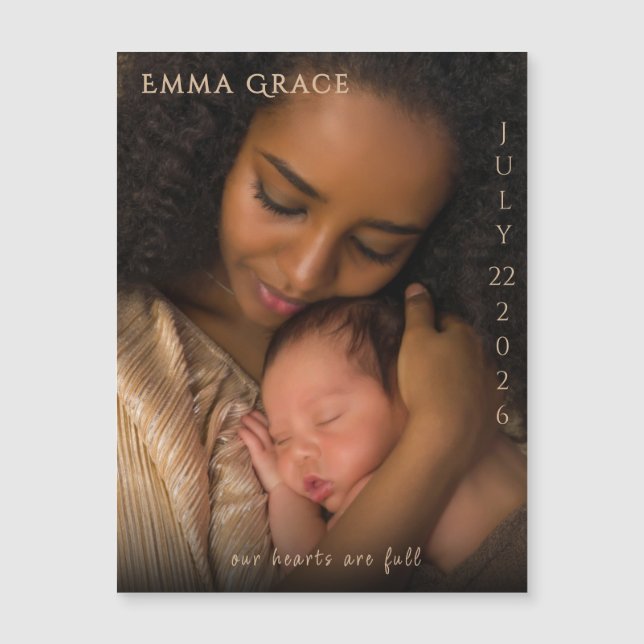 Elegant Modern Magnetic Birth Announcement  (Anverso)