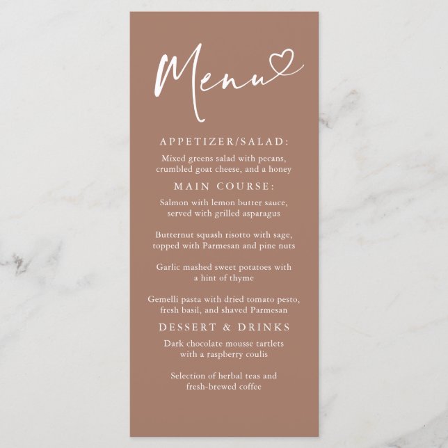 Elegant Modern Minimalist Light Brown Menu (Anverso)