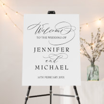 Elegant modern wedding welcome sign black & white