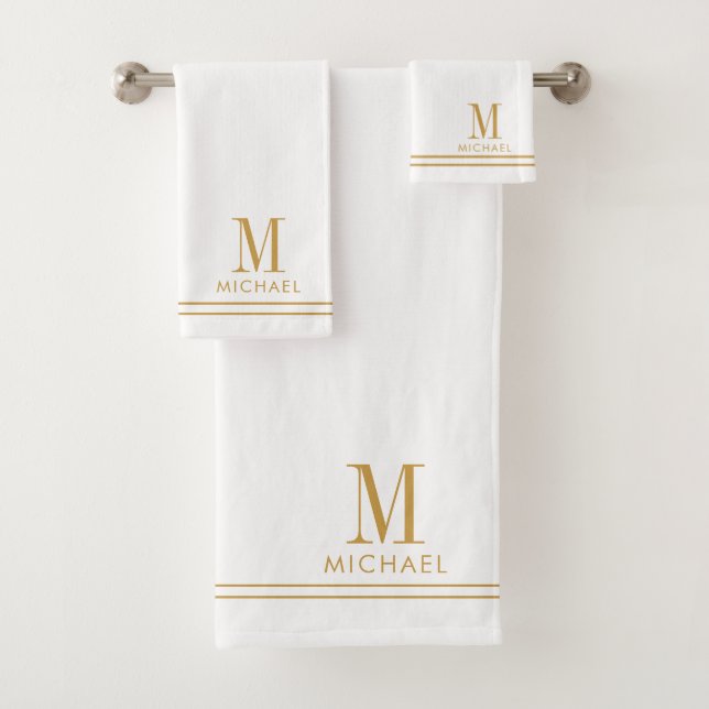 Elegant Monogram Gold Script Name White (In situ)