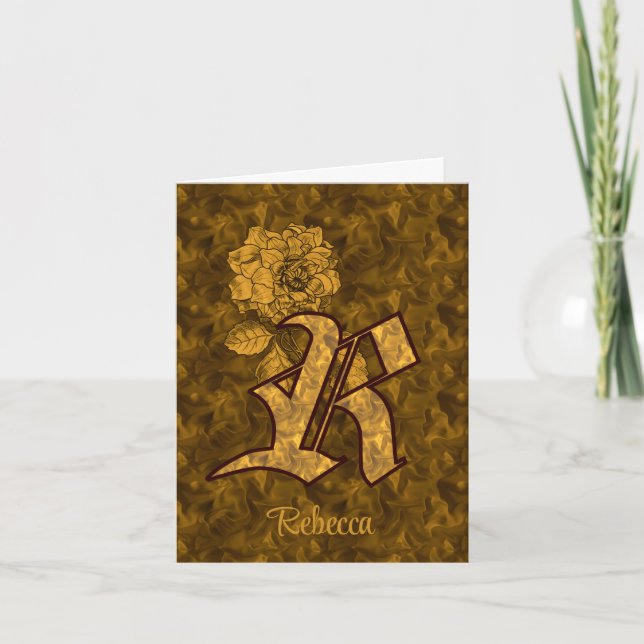 Elegant Monogram Initial R Gold Peony Personalized (Anverso)