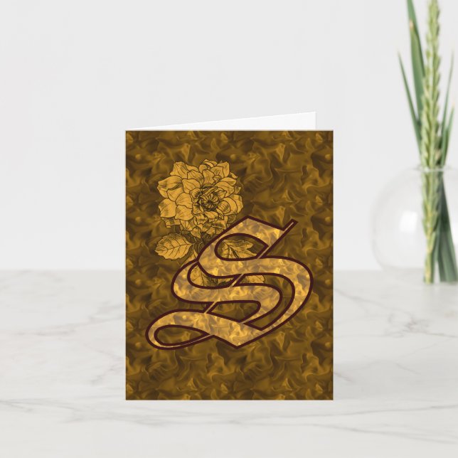 Elegant Monogram Initial S Gold Peony Personalized (Anverso)