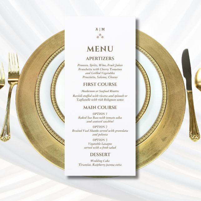 Elegant Monogram Pearl Christian Wedding Menu (Subido por el creador)