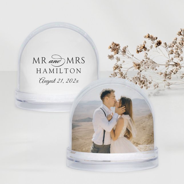 Elegant Mr and Mrs Black Wedding Monogram Photo (Subido por el creador)