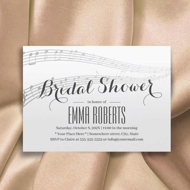Elegant Music Notes Bridal Shower Invitaciones (Subido por el creador)