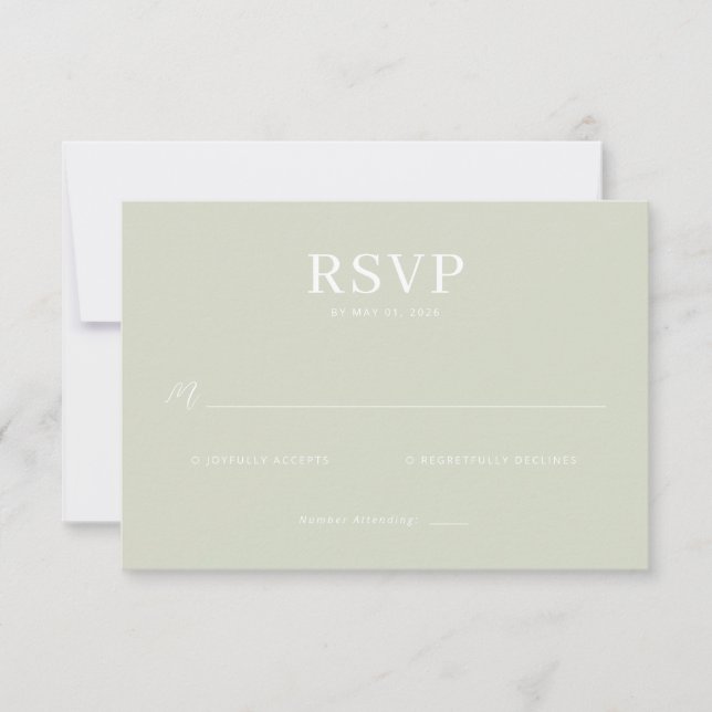 Elegant Muted Green RSVP Card (Anverso)