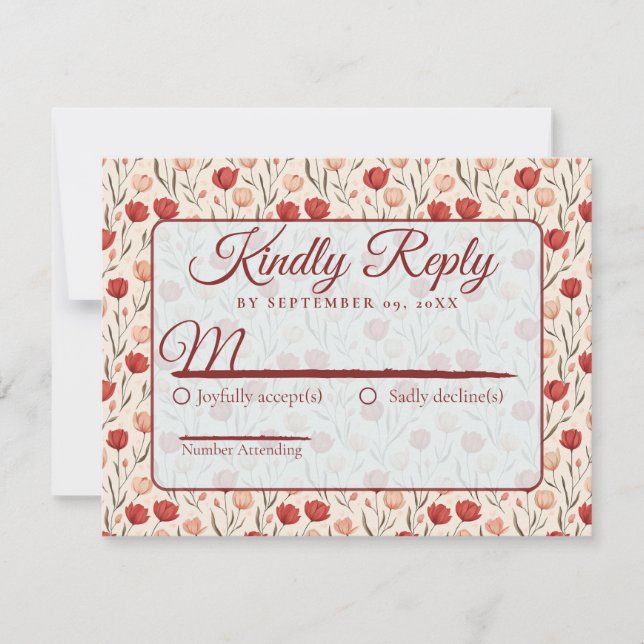 Elegant Nature Tulip Flower Wedding Rsvp Card (Anverso)