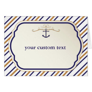Elegant Nautical Striped Anchor Fold Card